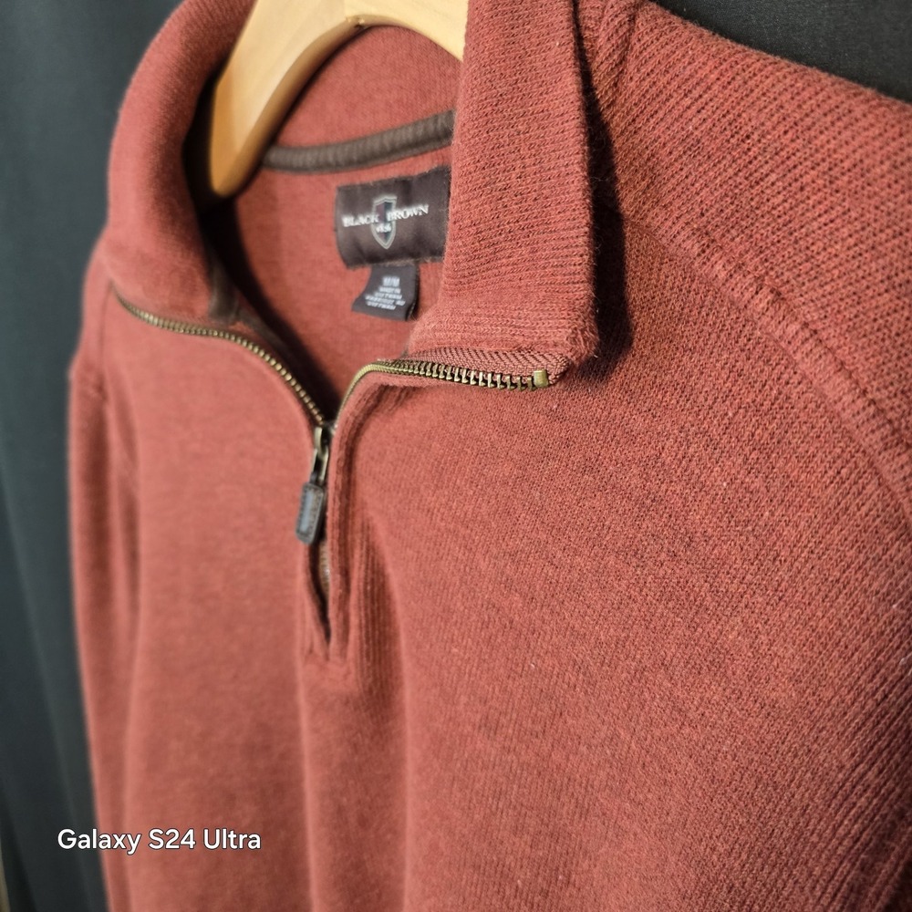 Sweater Mens 1/4 Zip Medium By Brown Black - Picture 5 of 12